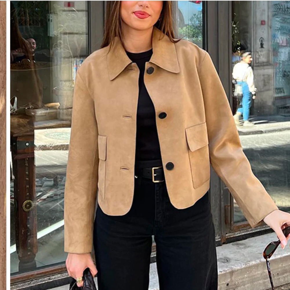 Suede Soft Button Lapel Jacket